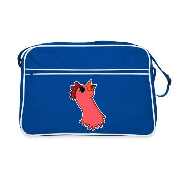 Huhn Kopf - Retro Tasche - Blau/Weiß - Vorne