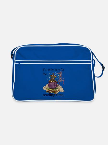 Büchertee-Zauber im Becher - Retro Tasche - Blau/Weiß