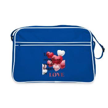 let everything you do happen in love - Retro Tasche - Blau/Weiß - Vorne