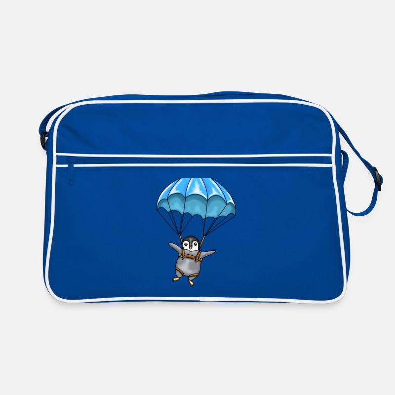 Penguin with a parachute - Retro Bag - blue/white