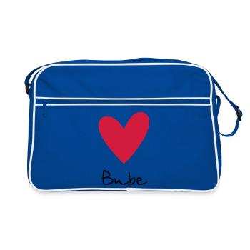 Herz Bube Herzbube Geschenk - Retro Tasche - Blau/Weiß - Vorne