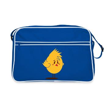 funny chick with Iroquois hairstyle - Retro Bag - blue/white - Front