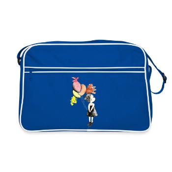 Ballonmädchen Aquarellfarben - Retro Tasche - Blau/Weiß - Vorne