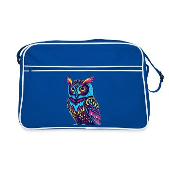 Neon Tribal Eule Design - Retro Tasche - Blau/Weiß - Vorne