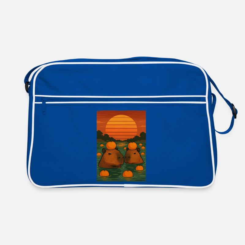 Capybara with orange on her head Retro Bag