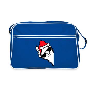 Lama Cool Sonnenbrille Weihnachtsmütze Seitlich - Retro Tasche - Blau/Weiß - Vorne