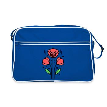 mohnblume-mohnblumen-minimalistisch-line-art-10 - Retro Tasche - Blau/Weiß - Vorne