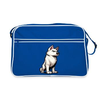 Chiens bergers blancs bergers - Sac Retro - bleu/blanc - Devant