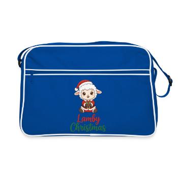 Lamby Christmas: Bezaubernder Weihnachtsmann - Retro Tasche - Blau/Weiß - Vorne
