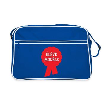 Badge Élève Modèle : Récompense Scolaire Vintage - Sac Retro - bleu/blanc - Devant