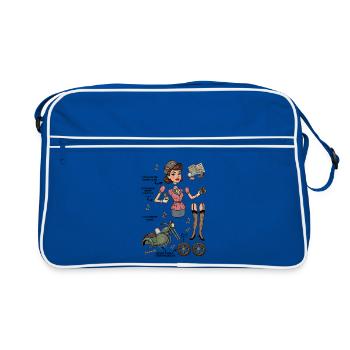 Poupée en papier Vintage Chic Adventurer - Sac Retro - bleu/blanc - Devant