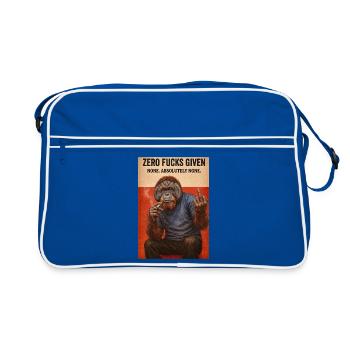 Zero Fucks Given Ape - Retro Tasche - Blau/Weiß - Vorne