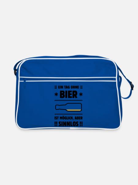 Ein Tag Ist Möglich, Aber Sinnlos! - Retro Tasche - Blau/Weiß - Vorne