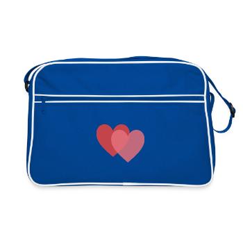 HERZ. HERZ. VALENTINSTAG. LIEBE. LIEBE. PAAR. - Retro Tasche - Blau/Weiß - Vorne