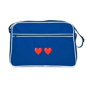 Red Hearts Love Design - Retro Bag - blue/white - Front