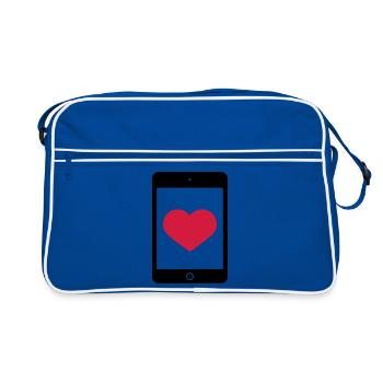 Love Smartphone Tablet - Retro Tasche - Blau/Weiß - Vorne