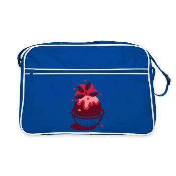 A small dotted heart - Retro Bag - blue/white - Front