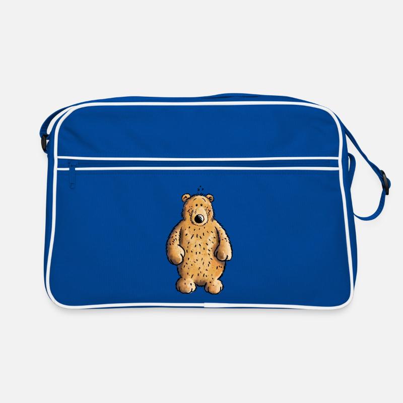 Dicker Braunbär - Bär - Teddy - Comic - Retro Tasche - Blau/Weiß