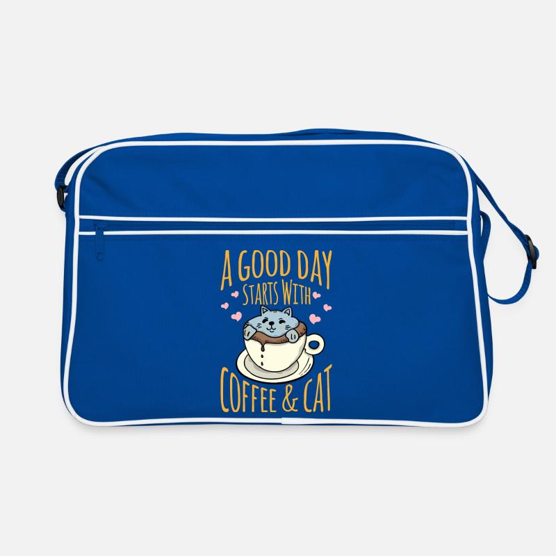Katze in der Kaffeetasse mit positiver Botschaft Retro Tasche