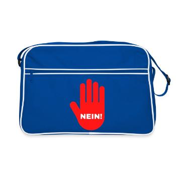 hand rot stop nein halt - Retro Tasche - Blau/Weiß - Vorne