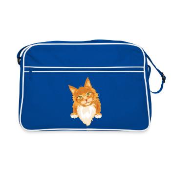 Chat roux timide et mignon - Sac Retro - bleu/blanc - Devant