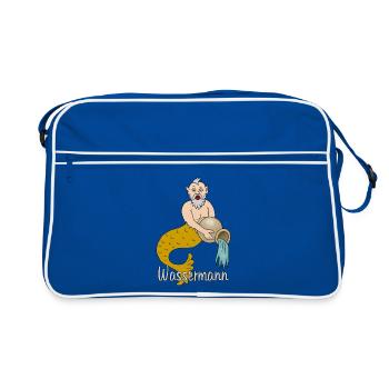 Zodiac sign Aquarius with a jug - Retro Bag - blue/white - Front