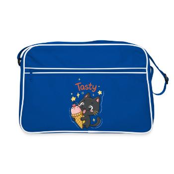Chat gourmand et crème glacée - Retro Bag - blue/white - Front