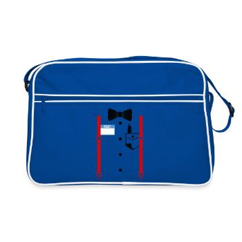 Formeller Look mit Namensschild - Retro Tasche - Blau/Weiß - Vorne
