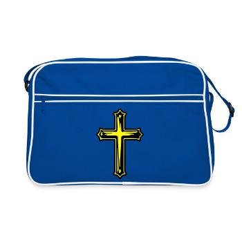 Symbole chrétien de la Croix de Jésus - Sac Retro - bleu/blanc - Devant