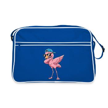 Art de dessin animé Cool Dabbing Flamingo - Sac Retro - bleu/blanc - Devant