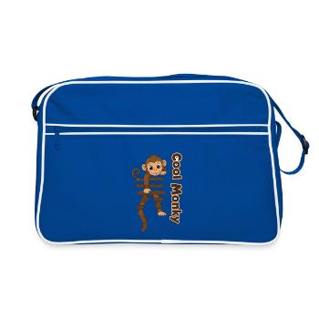 Singe sur une échelle en bois - Sac Retro - bleu/blanc - Devant