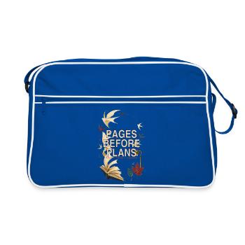 Pages Before Plans - Read Think Wander - Retro Bag - blue/white - Front