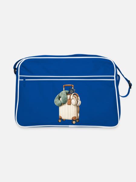 Reise-Toolkit im Vintage-Koffer - Retro Tasche - Blau/Weiß