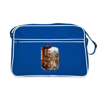 Kyoto Japan Vintage Frühlingsanhänger - Retro Tasche - Blau/Weiß - Vorne