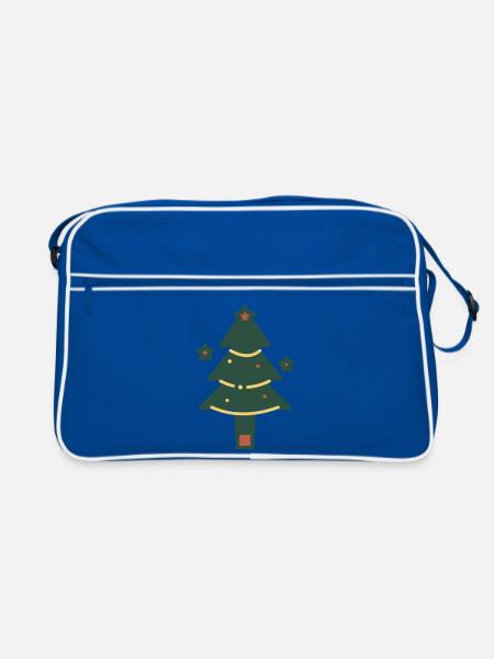 Minimaler Weihnachtsbaum mit Lichtern - Retro Tasche - Blau/Weiß