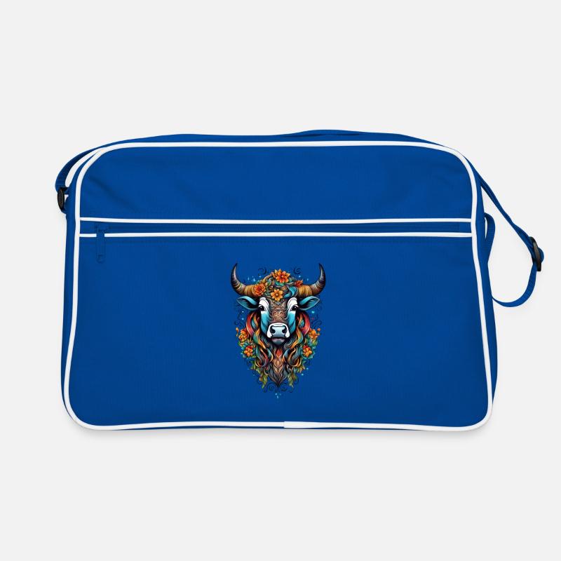 Bison couvert de fleurs dans un éclat de couleurs Sac Retro