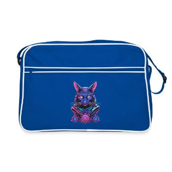 Cyber cat with futuristic design - Retro Bag - blue/white - Front
