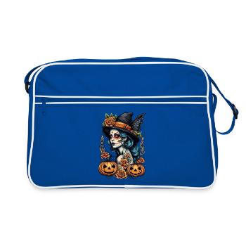 Día Muertos Hexe - Retro Tasche - Blau/Weiß - Vorne