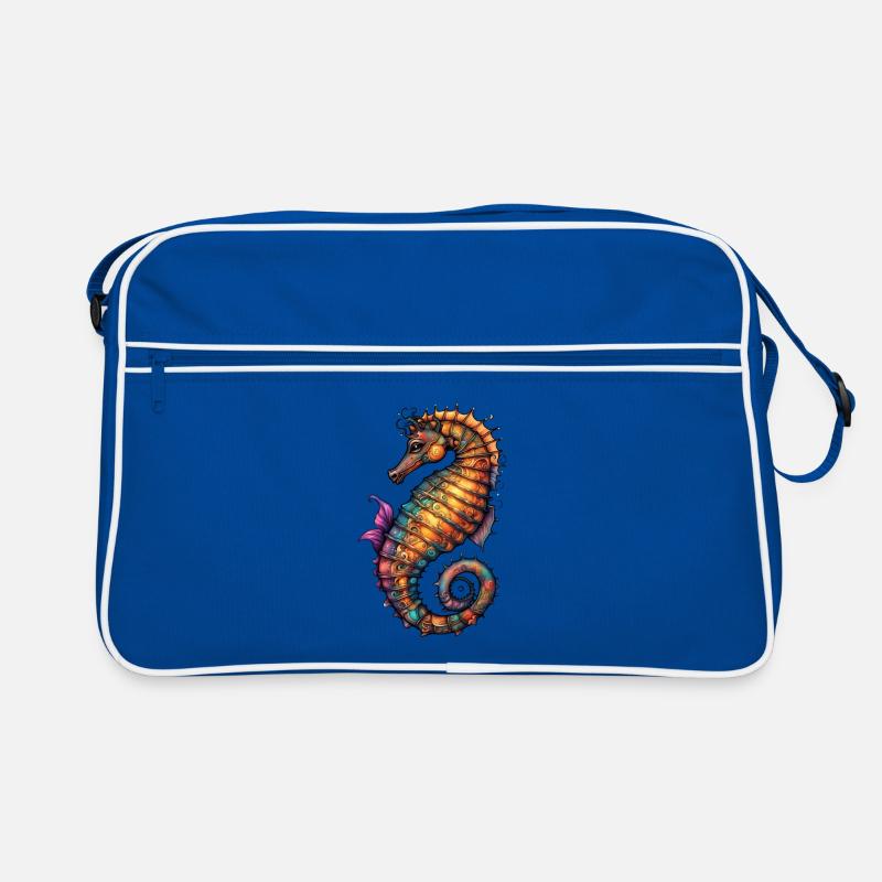 Ornamentseepferdchen Farbmeer Retro Tasche