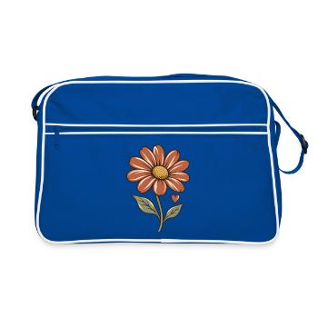 Biene und Blüte – Blüte - Retro Tasche - Blau/Weiß - Vorne
