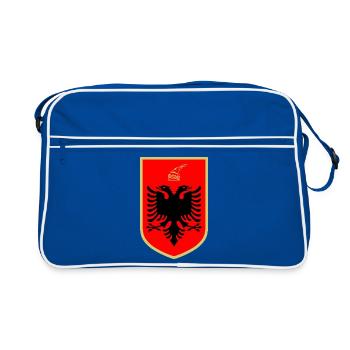 sticker coat of arms Albania gift idea Shqiperia - Retro Bag - blue/white - Front