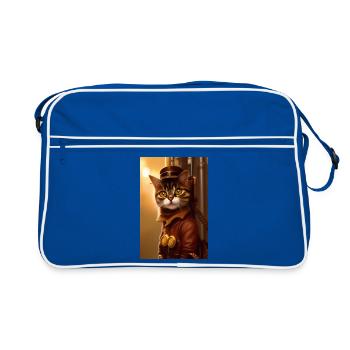Chat Steampunk Style - Sac Retro - bleu/blanc - Devant