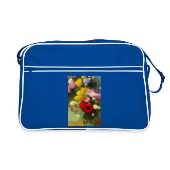 Fleurs et papillon - Sac Retro - bleu/blanc - Devant
