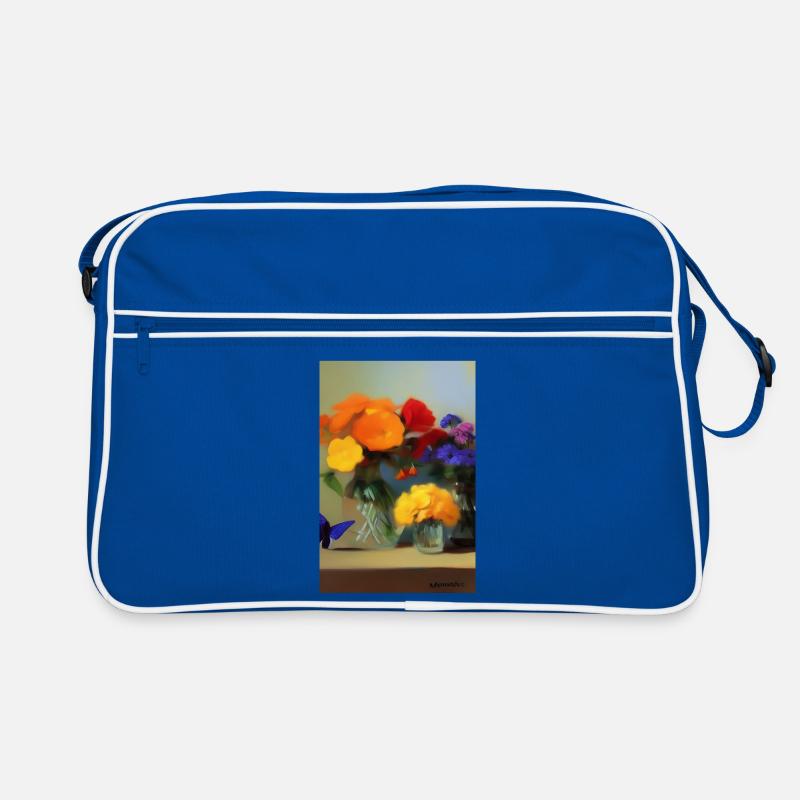 Blumen und Schmetterling Retro Tasche