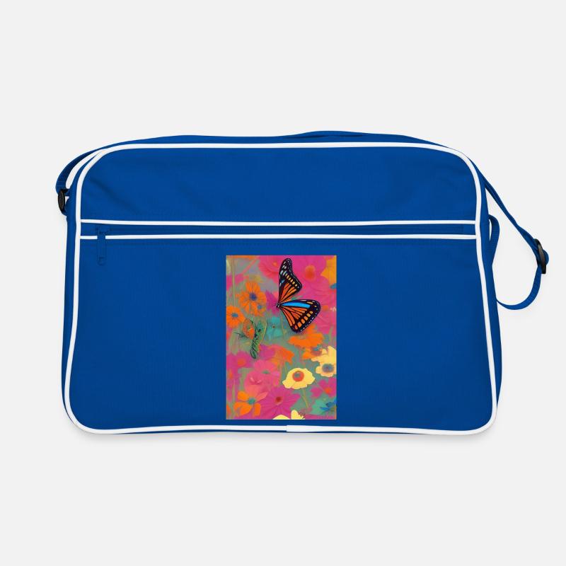 Blumen und Schmetterling Retro Tasche