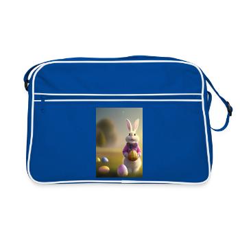 Lapin de Pâques avec œufs de Pâques - Sac Retro - bleu/blanc - Devant