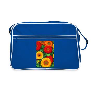 Sonnenblumen - Retro Tasche - Blau/Weiß - Vorne