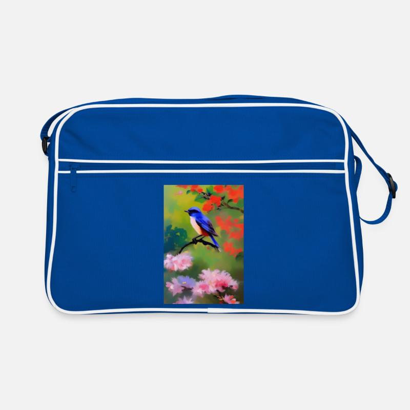 Oiseau sur branche avec fleurs Sac Retro