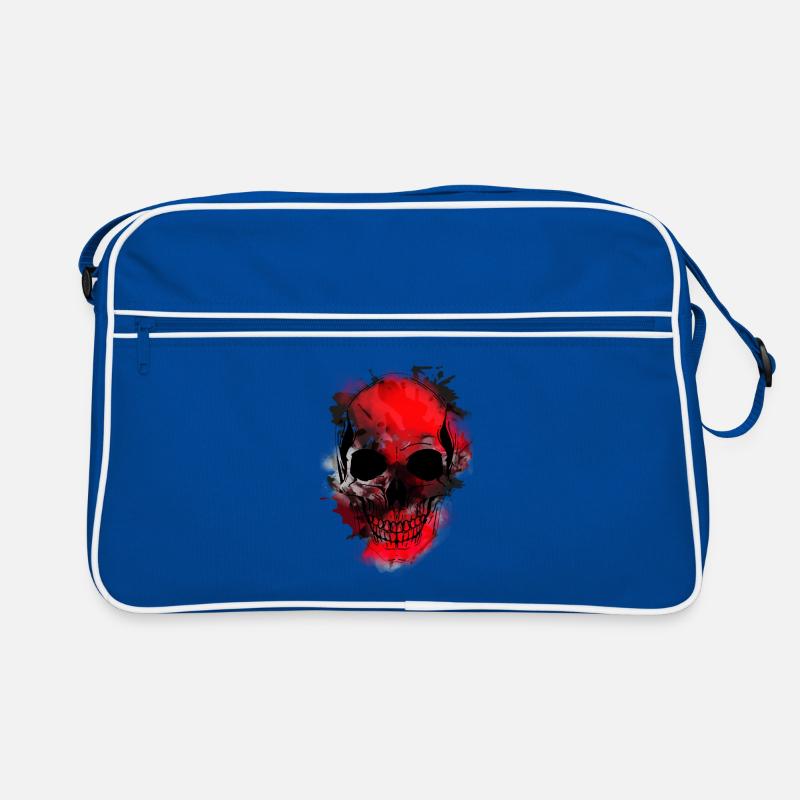Rotes Schädel-Splash Artwork Retro Tasche