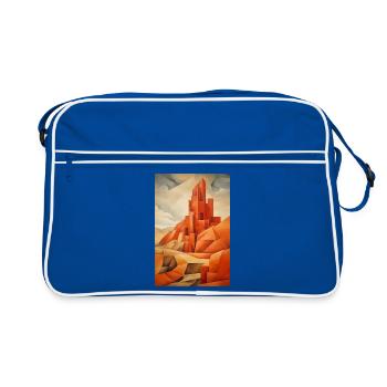 Desert Landscape, Desert Village - Retro Bag - blue/white - Front